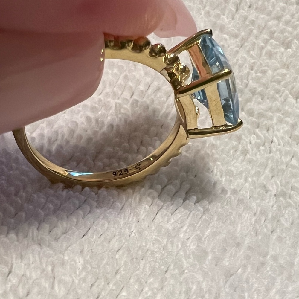 Judith Ripka Blue Topaz Gold Ring - Picture 8 of 12